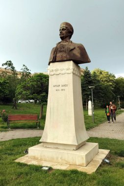 Bronz büst, Avram lancu anıtı, 19. yüzyıl devrimcisi, Bükreş, Romanya - 29 Mayıs 2025