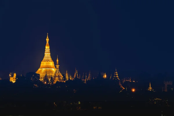 Landscape Scenery Shwedagon Pagoda Hill Night Famous Sacred Place Tourist — Stock Photo, Image