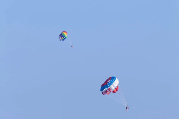 Parachutespringen Aan Zee Horizon — Stockfoto