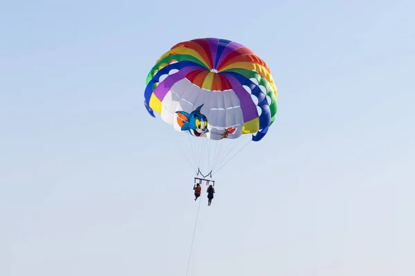 Parachutespringen Aan Zee Horizon — Stockfoto