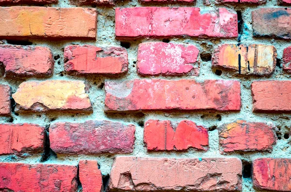 Colorful brick wall fragment close up, texture