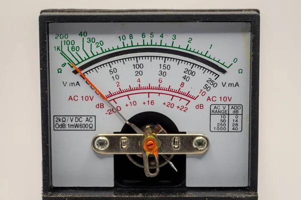 Analóg Vintage Multiméter Skála Közelről — Stock Fotó