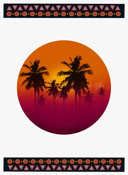 Пальмові Дерева Заході Сонця Африканський Символ — стокове фото