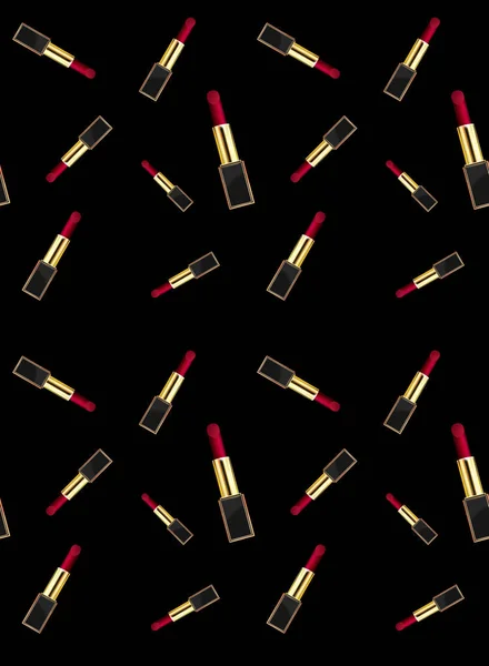Seamless Pattern Red Female Lipsticks — Stock Photo, Image