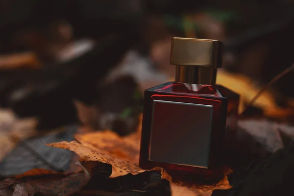Perfume bottle on nature background