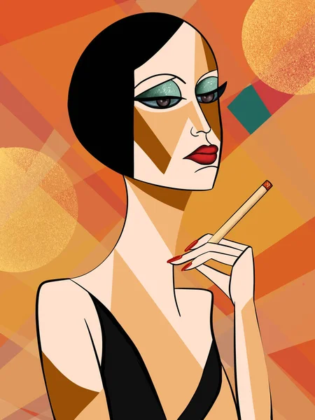 Иллюстрация Женщины Сигаретой — стоковое фото