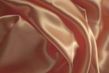 Şeftali rengi dalgalı güzel ipek kumaş