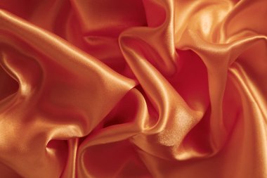 Şeftali rengi dalgalı güzel ipek kumaş