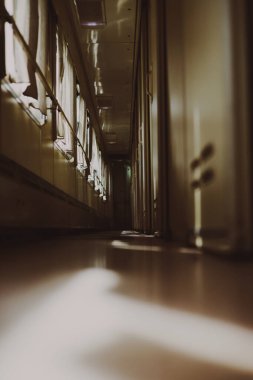 Pencereli yolcu treni koridoru kapısı