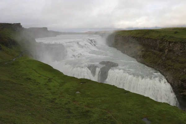 Rainy Day Gullfoss Waterfall Southern Iceland — стокове фото