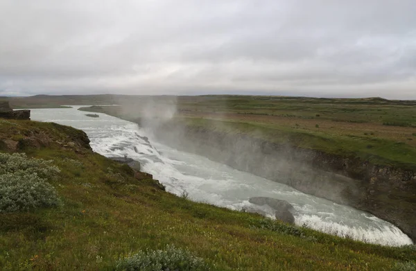 Jeram Atas Gullfoss Falls Islandia — Stok Foto