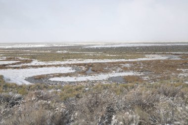 Utah ve Nevada sınırındaki ovalarda kış.