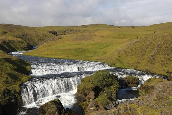 Річка Скоґа Над Водоспадом Скоґарфосс Ісландія — стокове фото