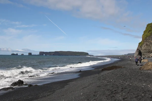 Plaja Reynisfjara Peninsula Dyrhlaey Islanda — Fotografie, imagine de stoc