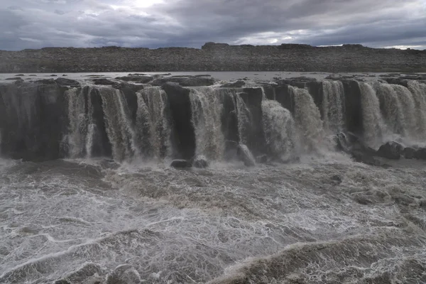 Деякі Частини Водоспаду Сельфосс Вгору Течією Від Міста Деттіфосс Ісландія — стокове фото