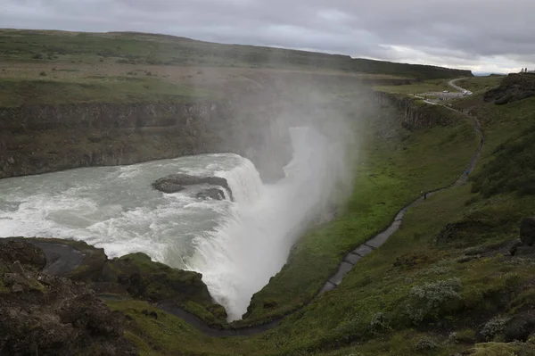 Mirando Hacia Las Cascadas Gullfoss Islandia — Foto de Stock