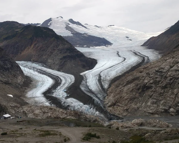 Dos Glaciares Que Unen Largo Granduc Mill Road Norte Stewart — Foto de Stock