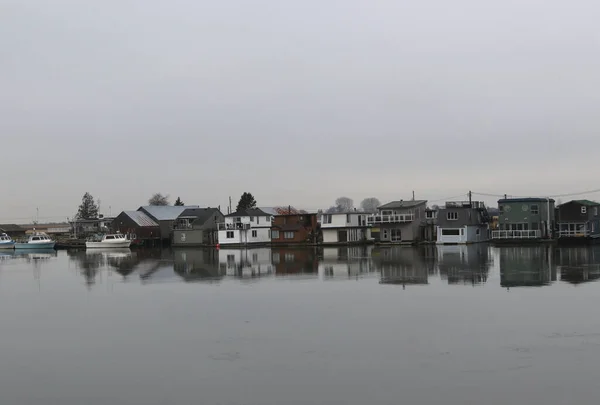Houseboats Fraser River Richmond British Columbia — Stock fotografie