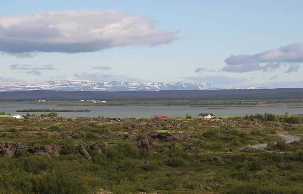 Λίμνη Myvatn Θέα Από Την Εθνική Οδό Προς Ανατολικά Ισλανδία — Φωτογραφία Αρχείου