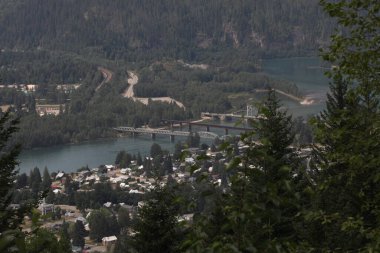 Looking down onto the town of Revelstroke, British Columbia, Canada clipart