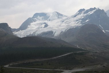 Columbia Glacier obscured by wildfire smoke, Alberta, Canada clipart