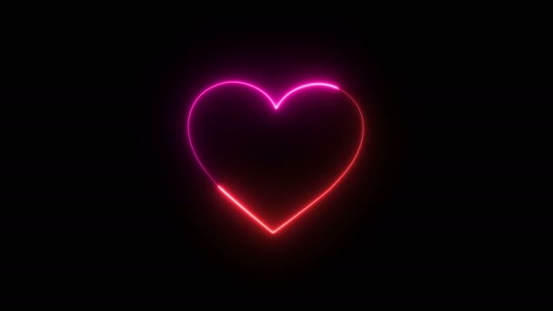 Różowy Czerwony Kształt Serca Neon Płynnie Pętli Animacji Tło Vdo Wideo Stockowe