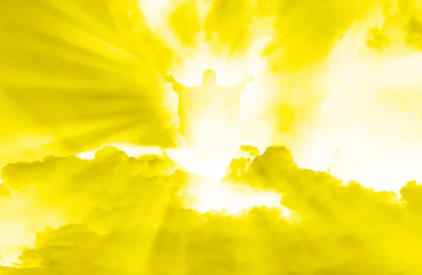 Gesù Cristo Nelle Nuvole Del Cielo Sfondo Cielo Oro Buon — Foto Stock