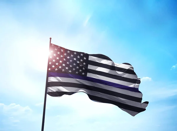 Uma Bandeira Americana Simbólica Apoio Aplicação Lei Bandeira Dos Eua — Fotografia de Stock
