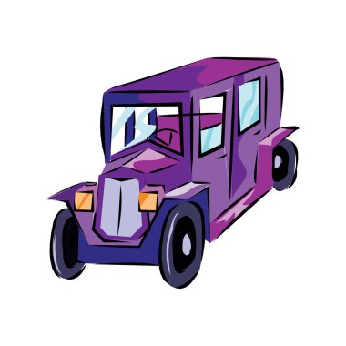 El çizimi renkli, izole edilmiş, çizgi film stili, yaratıcı tasarım renkleri olan bir araba..