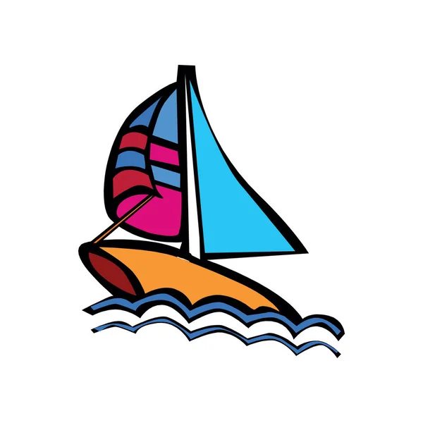 Barco Madeira Com Remos Ilustração Vetorial Isolado — Vetor de Stock