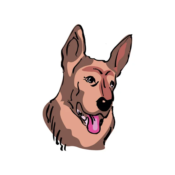 白い背景に孤立した幸せな漫画の犬 — ストックベクタ