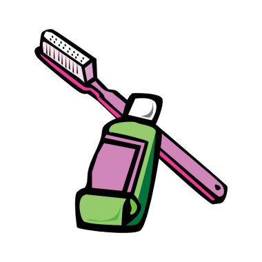 El çizimi diş macunu tüpü çizimi. Beyaz arkaplanda