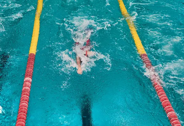 stock image Finswimming World Championships. Aquatics bifins sports. Athletes competing in blue swimming pool.