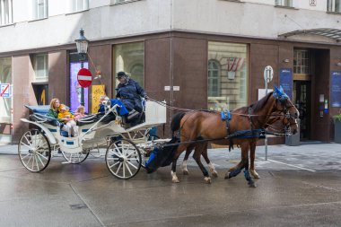 Yazı işleri. 1 Haziran 2024. Viyana, Avusturya. Viyana 'nın ortasında atlı bir araba..