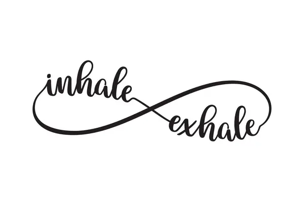 Слова Inhale Exhale Утворюють Символ Нескінченності Концептуальна Типографія Сучасному Каліграфічному Векторна Графіка