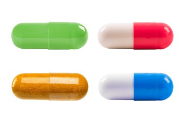 Beyaz arka planda izole edilmiş hap şeklinde haplar. Beyaz arka planda tıbbi ilaçlar.