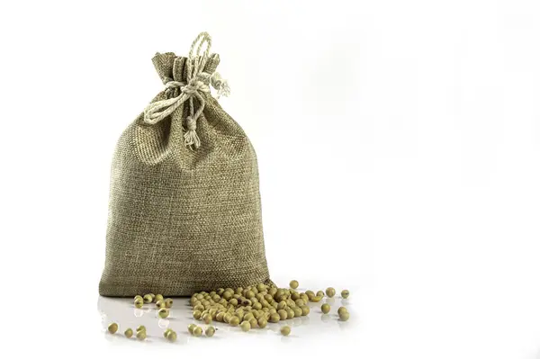 Soybean Seeds Burlap White Stock Image