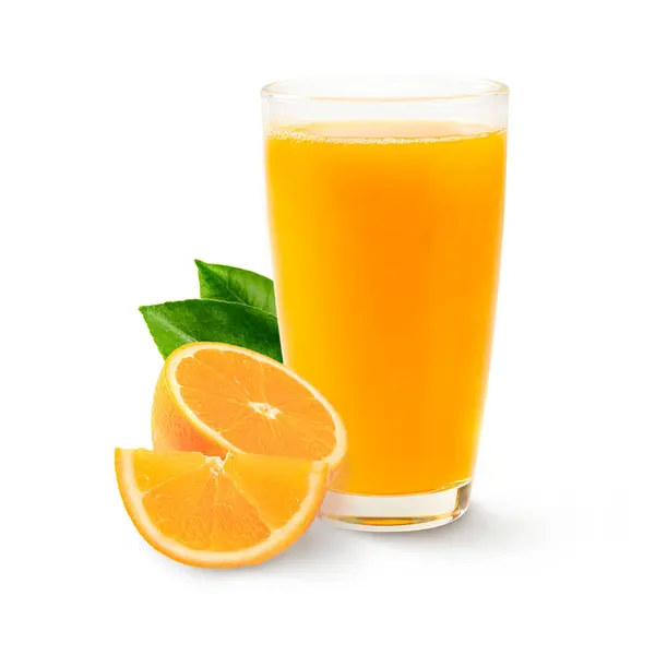 Glas Färsk Apelsinjuice Vit Bakgrund Stockbild