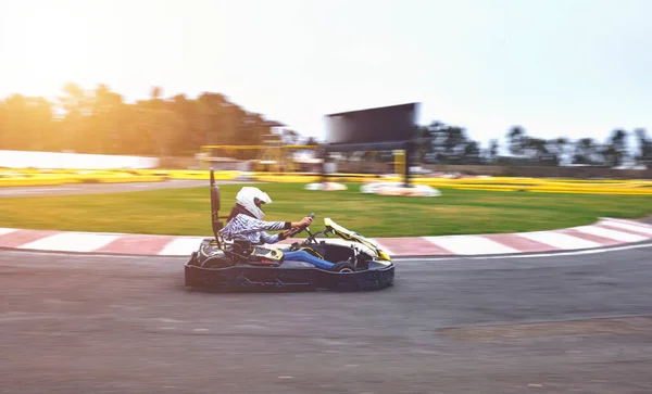 Karting Tävling Eller Racing Bilar Ridning För Seger Racetrack — Stockfoto