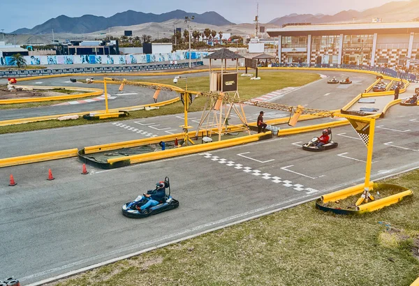 Vue Aérienne Sommet Piste Karting Course Avec Marquage Routier Karts — Photo
