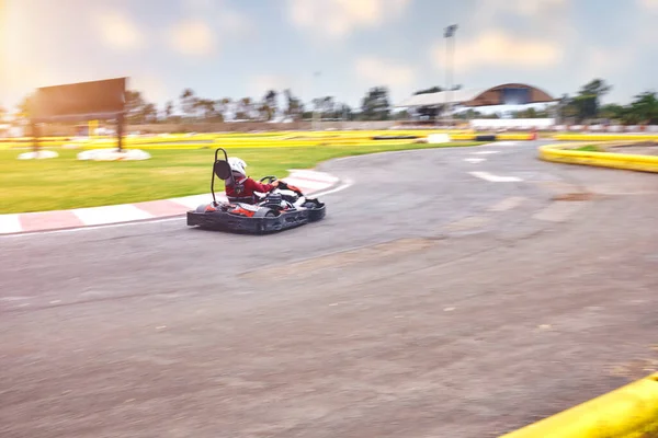 Karting Competition Racing Cars Riding Victory Racetrack — Stock Photo, Image