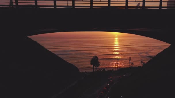 Villena Bridge Partial City View Sunset Lima Peru Beautiful Sunset — Stock videók