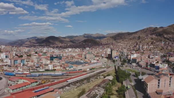 Perú Ferrocarril Vista Aérea Una Estación Ferroviaria Wanchaq Cusco Perú — Vídeos de Stock