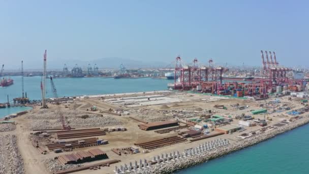 Callao Lima Peru 2023 Callao Genişleme Projesi Limanındaki Rıhtım Konteynırların — Stok video