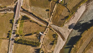 Urubamba nehri ve kutsal vadi, cusco Peru 'nun panoramik manzarası