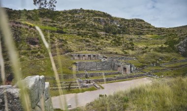 Tambomachay, Cuzco, Peru arkeolojik sahanın dış görünümü.
