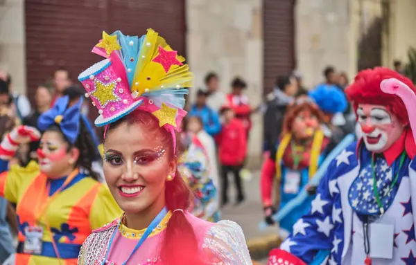 Cusco Perù 2023 Pagliacci Incontrano Ritratto Una Persona Sorridente Alla — Foto Stock