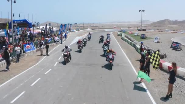Campeonato Carreras Carretera Chutana Motopark Perú Carrera Nacional Motos Múltiples — Vídeo de stock