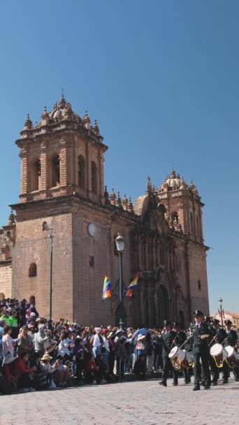Desfile Cívico Militar Previo Inti Raymi Vacaciones Cultura Inca Cusco — Vídeo de stock