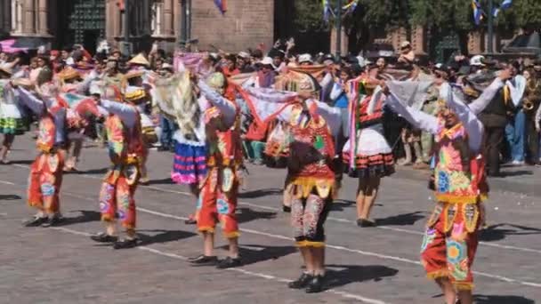 Desfile Danzas Típicas Catedral Del Cusco Por Inti Raymi — Vídeos de Stock